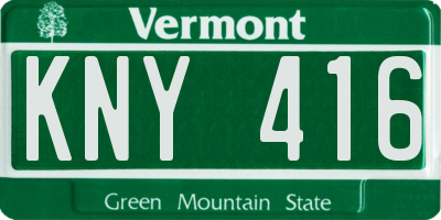 VT license plate KNY416