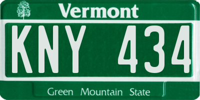 VT license plate KNY434