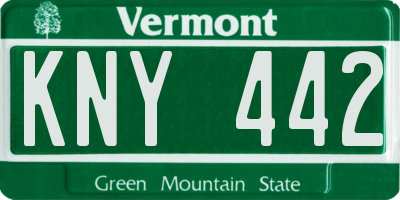 VT license plate KNY442