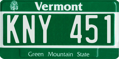 VT license plate KNY451
