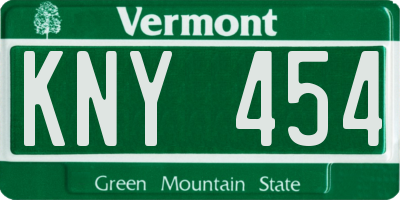VT license plate KNY454