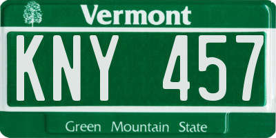 VT license plate KNY457