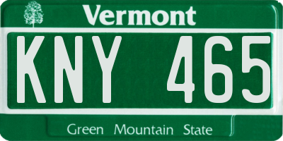 VT license plate KNY465