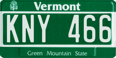 VT license plate KNY466