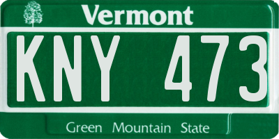 VT license plate KNY473