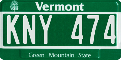 VT license plate KNY474