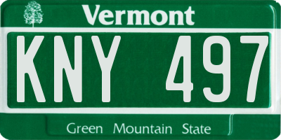 VT license plate KNY497