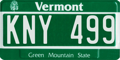 VT license plate KNY499