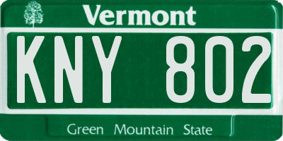 VT license plate KNY802