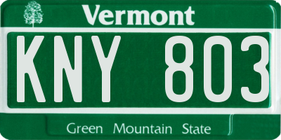 VT license plate KNY803