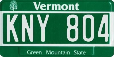 VT license plate KNY804