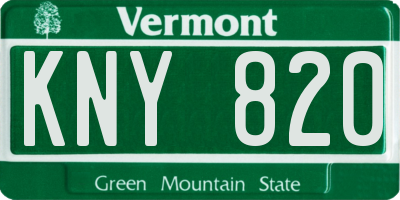 VT license plate KNY820