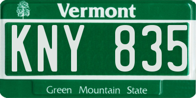 VT license plate KNY835