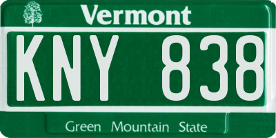 VT license plate KNY838