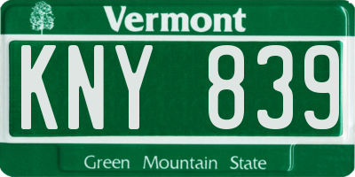 VT license plate KNY839