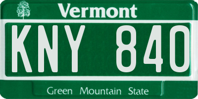 VT license plate KNY840
