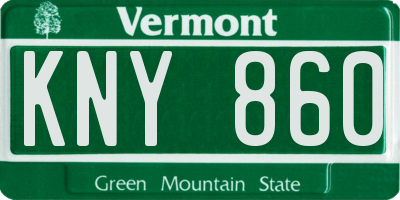 VT license plate KNY860