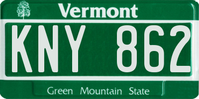 VT license plate KNY862