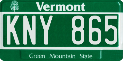 VT license plate KNY865