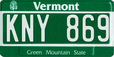 VT license plate KNY869