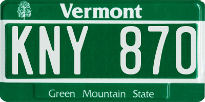 VT license plate KNY870
