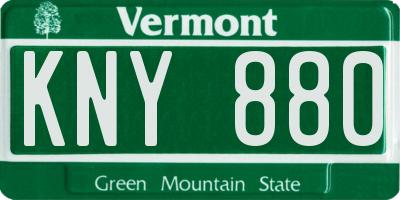 VT license plate KNY880