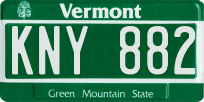 VT license plate KNY882
