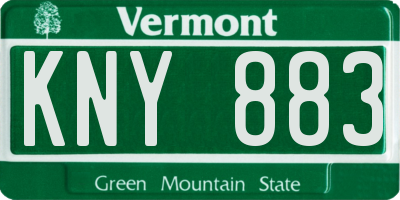 VT license plate KNY883
