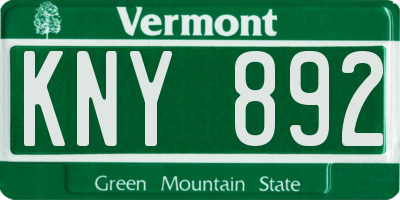 VT license plate KNY892