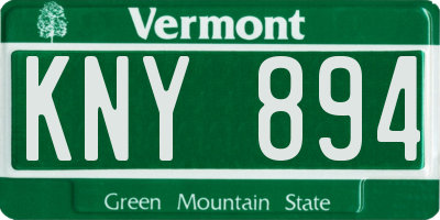 VT license plate KNY894