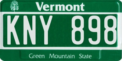VT license plate KNY898