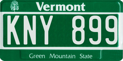 VT license plate KNY899