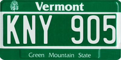 VT license plate KNY905