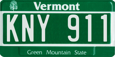 VT license plate KNY911