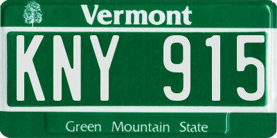 VT license plate KNY915