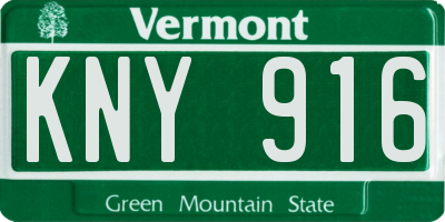 VT license plate KNY916