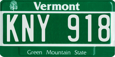 VT license plate KNY918