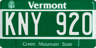 VT license plate KNY920