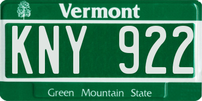 VT license plate KNY922