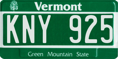 VT license plate KNY925