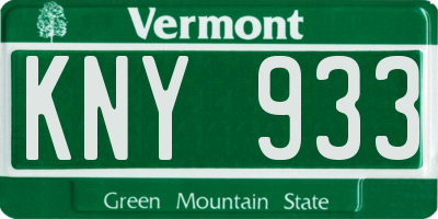 VT license plate KNY933