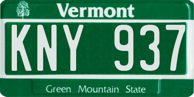 VT license plate KNY937