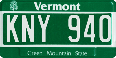 VT license plate KNY940