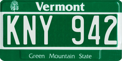 VT license plate KNY942