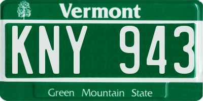 VT license plate KNY943