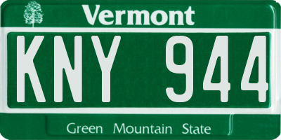 VT license plate KNY944