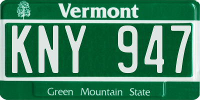 VT license plate KNY947