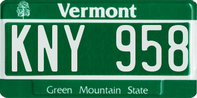 VT license plate KNY958