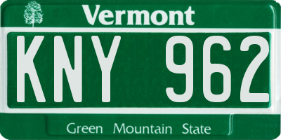 VT license plate KNY962