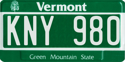 VT license plate KNY980